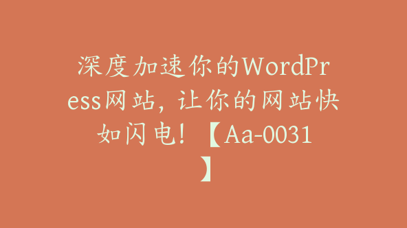 深度加速你的WordPress网站,让你的网站快如闪电!【Aa-0031】