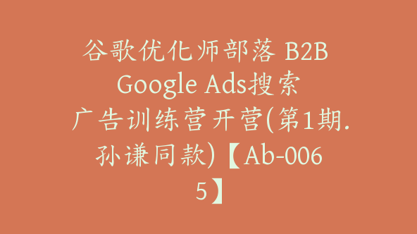 谷歌优化师部落 B2B Google Ads搜索广告训练营开营(第1期.孙谦同款)【Ab-0065】