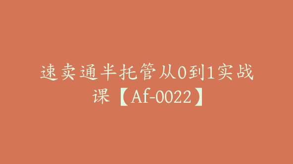 速卖通半托管从0到1实战课【Af-0022】