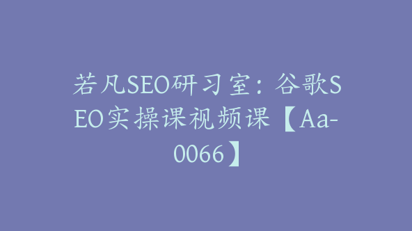 若凡SEO研习室：谷歌SEO实操课视频课【Aa-0066】