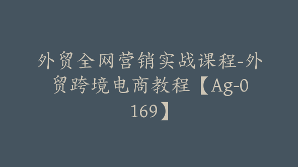 外贸全网营销实战课程-外贸跨境电商教程【Ag-0169】