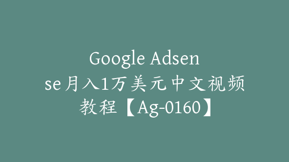 Google Adsense月入1万美元中文视频教程【Ag-0160】