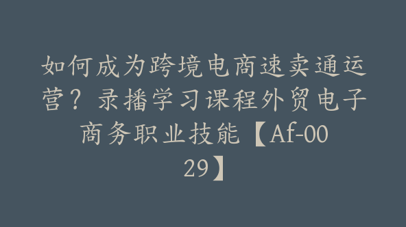 如何成为跨境电商速卖通运营？录播学习课程外贸电子商务职业技能【Af-0029】