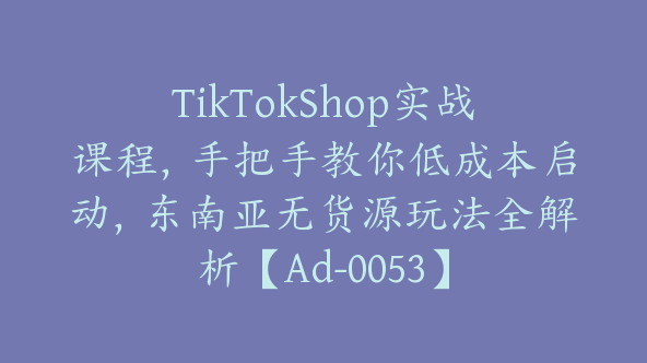 TikTokShop实战课程，手把手教你低成本启动，东南亚无货源玩法全解析【Ad-0053】