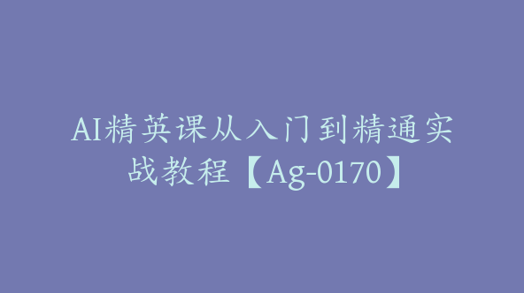 AI精英课从入门到精通实战教程【Ag-0170】