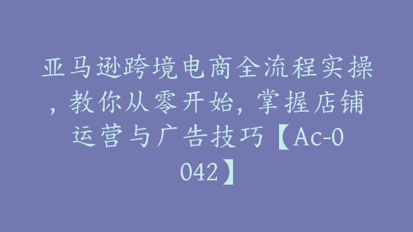 亚马逊跨境电商全流程实操，教你从零开始，掌握店铺运营与广告技巧【Ac-0042】