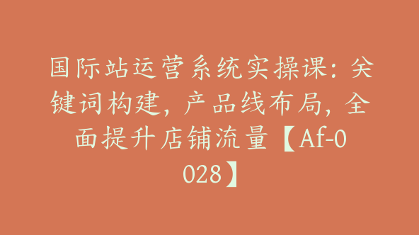国际站运营系统实操课：关键词构建，产品线布局，全面提升店铺流量【Af-0028】