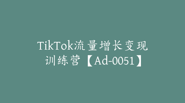 TikTok流量增长变现训练营【Ad-0051】