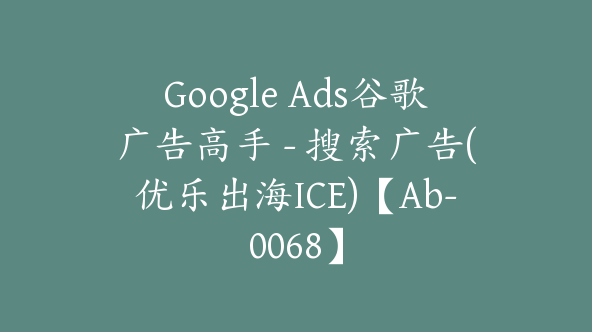 Google Ads谷歌广告高手 – 搜索广告(优乐出海ICE)【Ab-0068】