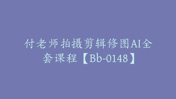 付老师拍摄剪辑修图AI全套课程【Bb-0148】