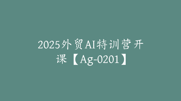 2025外贸AI特训营开课【Ag-0201】