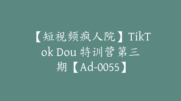 【短视频疯人院】TikTok Dou 特训营第三期【Ad-0055】