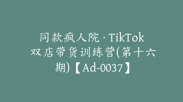 同款疯人院·TikTok 双店带货训练营(第十六期)【Ad-0037】