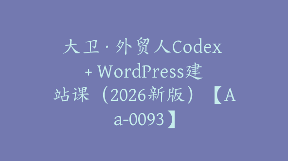 大卫·外贸人Codex + WordPress建站课（2026新版）【Aa-0093】