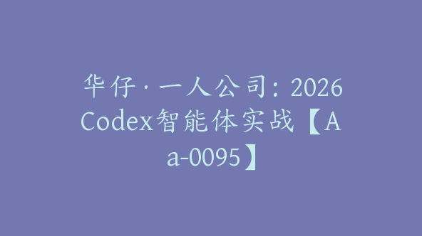 华仔·一人公司：2026Codex智能体实战【Aa-0095】